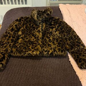 A&F Faux Fur Mini Puffer